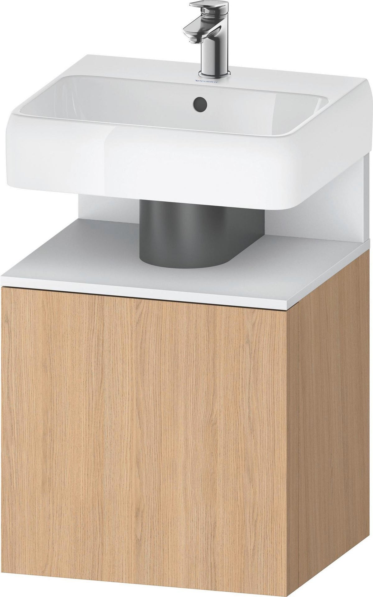 DURAVIT Qatego Waschtischunterbau 490 mm wandhängend, 1 Tür links, Weiß Matt mit Eiche Schwarz Nische