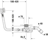 DURAVIT Ab- und Überlaufgarnitur mit Bodenzulauf für freistehende Whirlwannen, Chrom