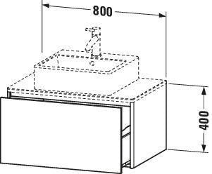Duravit XSquare Waschtischunterbau 800 mm wandhängend, 1 Auszug, ohne Armatur, seidenmatt