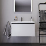 Duravit D-Neo Waschtisch 800 mm weiß mit Überlauf, Hahnlochbank und Becken links