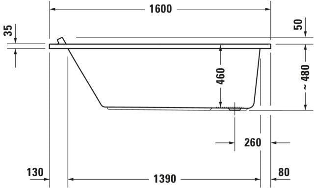 DURAVIT Starck Whirlwanne 1600x700 mm mit Air-System, weiß, 1 Rückenschräge