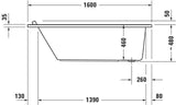 DURAVIT Starck Whirlwanne 1600x700 mm mit Air-System, weiß, 1 Rückenschräge