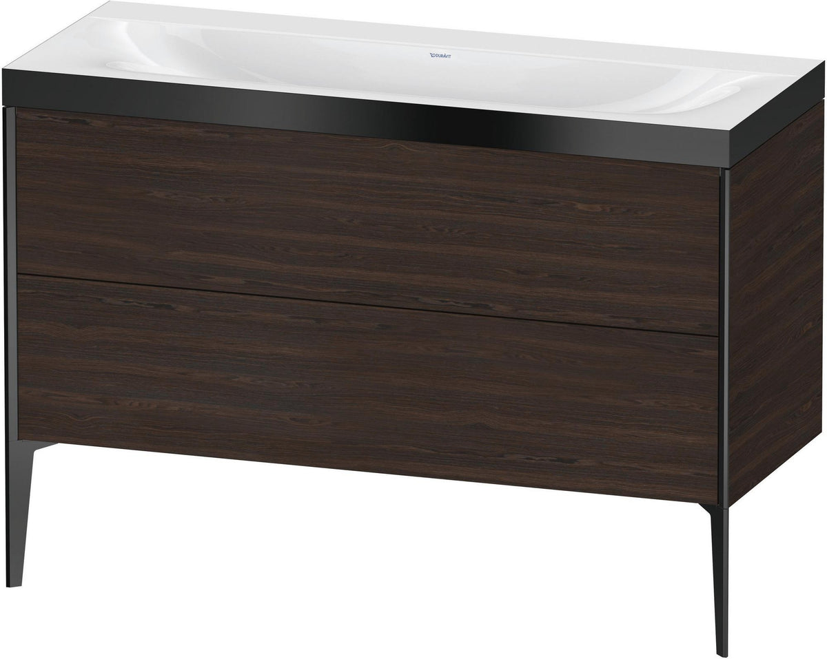 DURAVIT XViu Waschtischunterbauset 1200 mm mit 2 Auszügen, Schwarz Matt / Amerikanischer Nussbaum