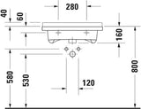 Duravit Waschtisch Starck 3 Vital 600 mm mit Überlauf und Hahnlochbank, weiß