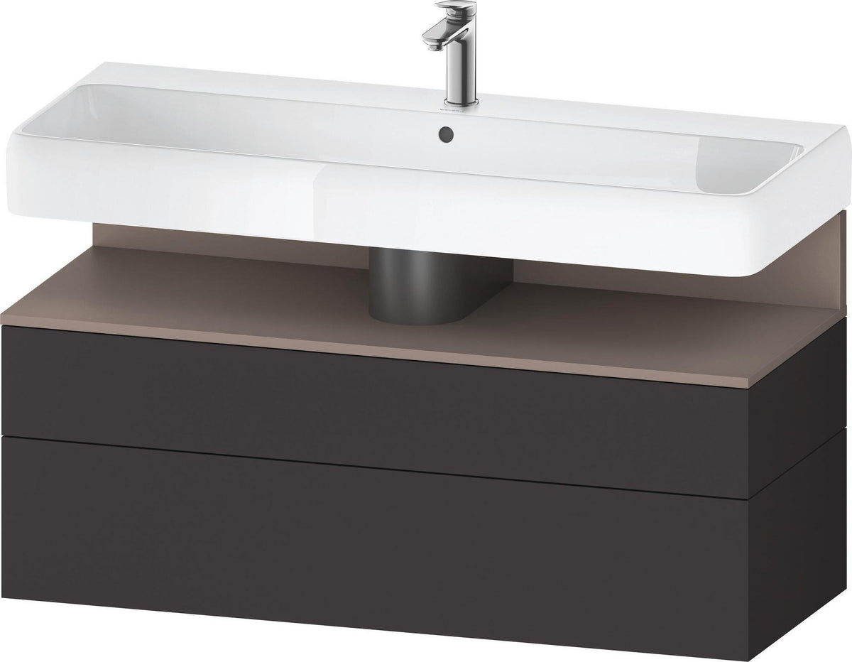 Duravit Qatego Waschtischunterbau 1190 mm – Weiß Matt mit Eiche Schwarz Nische, 1 Auszug, LED