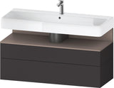 Duravit Qatego Waschtischunterbau 1190 mm – Weiß Matt mit Eiche Schwarz Nische, 1 Auszug, LED