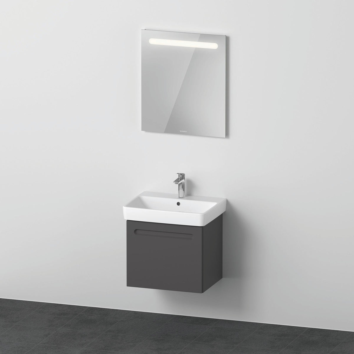 Duravit No.1 Möbel-Set 600x450mm mit Waschtisch, Waschtischunterbau und Spiegel in Graphit Matt