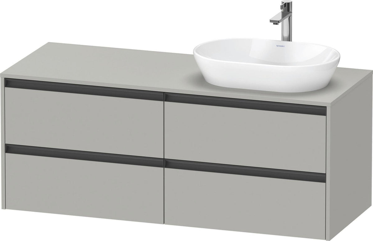 Duravit Ketho.2 Waschtischunterbau 1400 mm betongrau matt mit 4 Schubkästen