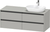 Duravit Ketho.2 Waschtischunterbau 1400 mm betongrau matt mit 4 Schubkästen