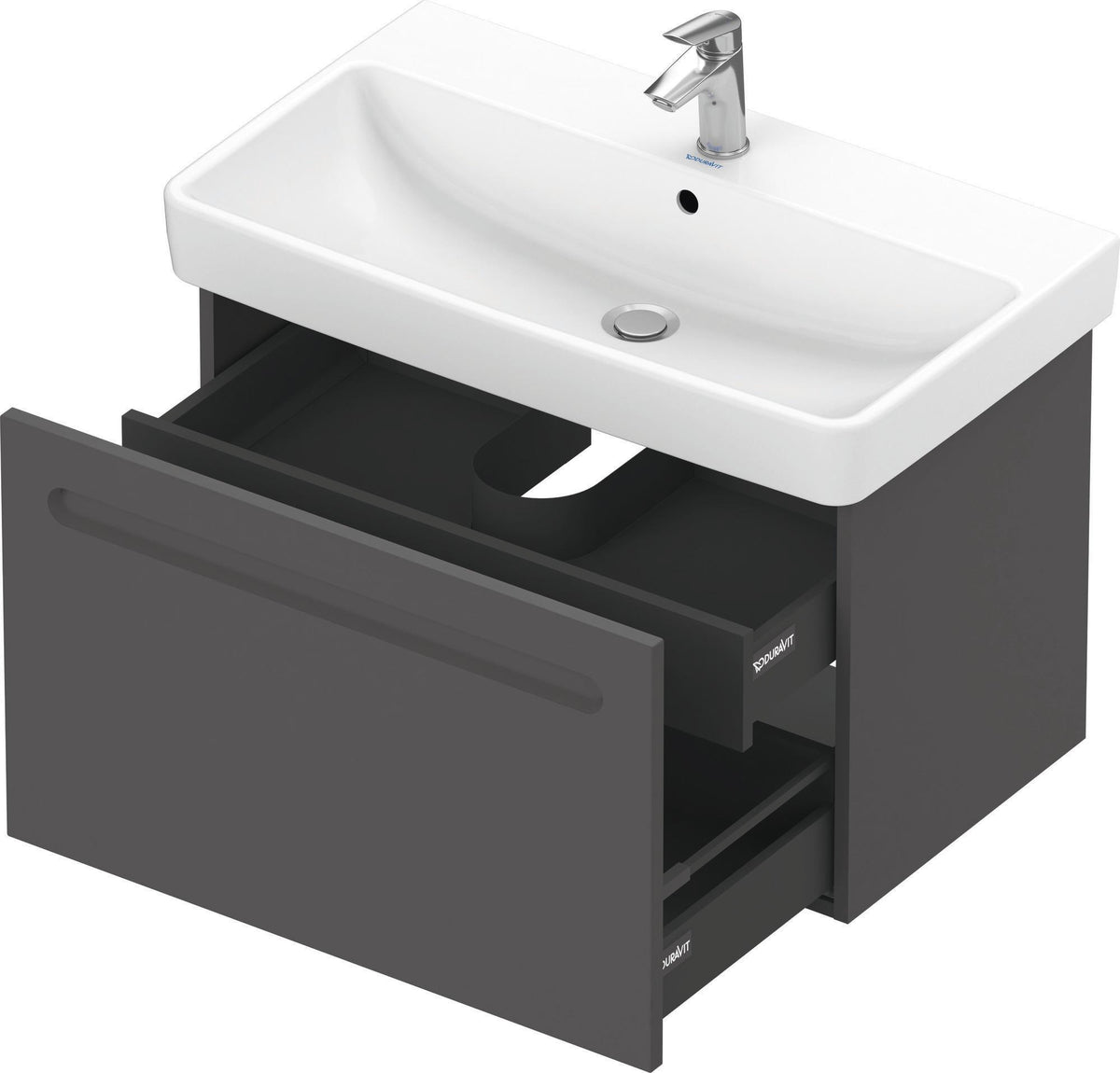Duravit No.1 Waschtischunterbau 740 mm wandhängend mit 1 Auszug und Soft-Close in Weiß Matt
