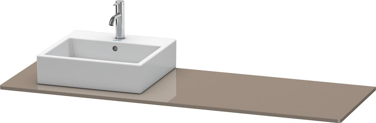 Duravit Konsole XSquare 1600 mm Flannel Grey Hochglanz, 1 Ausschnitt links – Designer-Waschtischplatte von Kurt Merki jr.