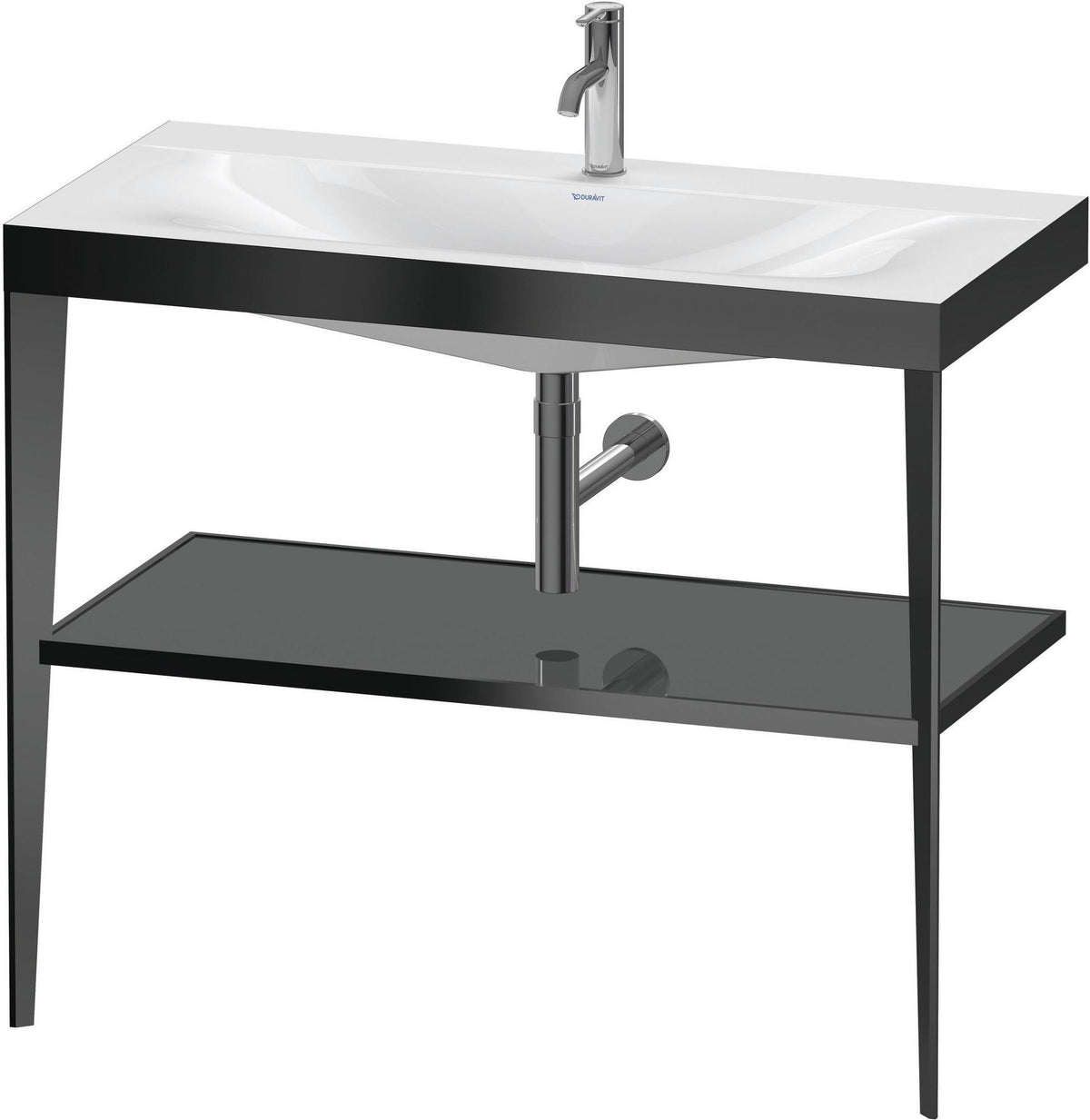 Duravit XViu c-bonded Waschtischset 1000 mm mit Metallkonsole, weiß hochglanz / schwarz matt – inkl. Waschschüssel