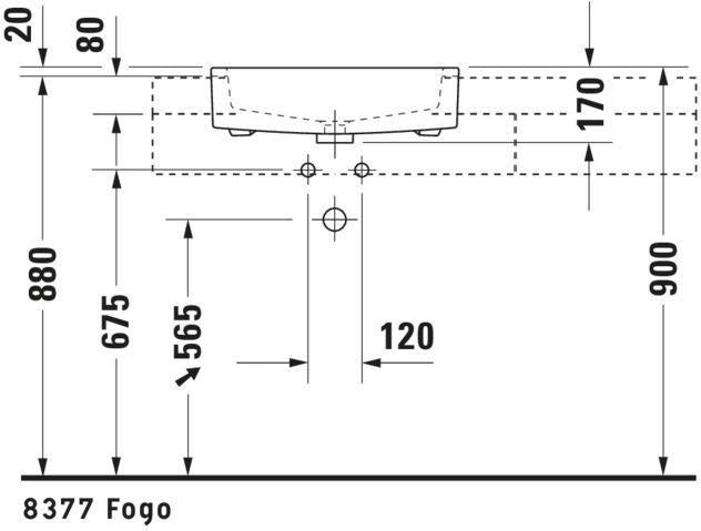DURAVIT Halbeinbauwaschtisch Vero 550 mm mit Überlauf und Hahnlochbank, weiß