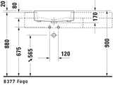 DURAVIT Vero Halbeinbauwaschtisch 550 mm mit Überlauf, 1 Hahnloch und WonderGliss in Weiß