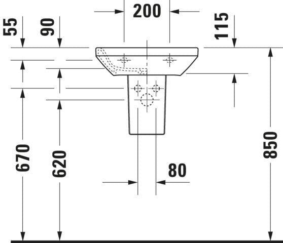 DURAVIT DuraStyle Handwaschbecken 450 mm weiß mit Hahnlochbank und WonderGliss
