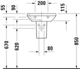 DURAVIT DuraStyle Handwaschbecken 450 mm weiß mit Hahnlochbank und WonderGliss