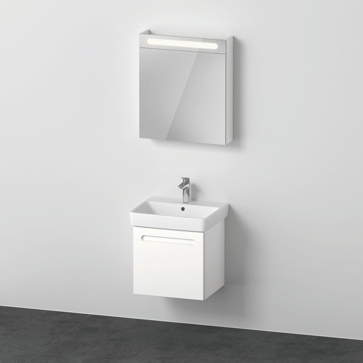Duravit No.1 Möbel-Set 550x450mm mit Waschtisch, Unterbau und Spiegelschrank – Weiß Matt