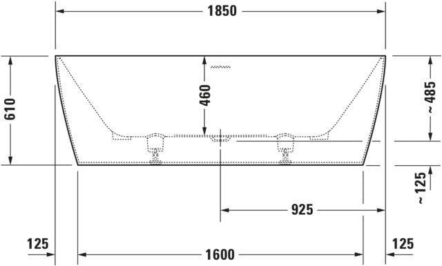 DURAVIT DuraSquare Whirlwanne 1850x850 mm freistehend mit Air-System und 2 Rückenschrägen