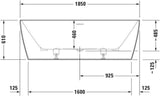 DURAVIT DuraSquare Whirlwanne 1850x850 mm freistehend mit Air-System und 2 Rückenschrägen