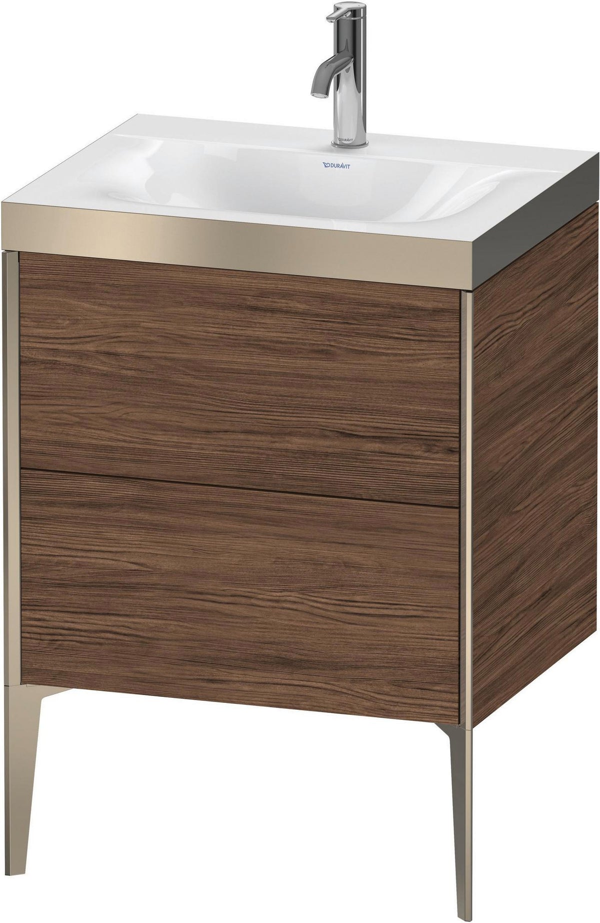Duravit XViu Waschtischunterbauset 610 mm mit 2 Auszügen, champagner matt / amerikanischer Nussbaum