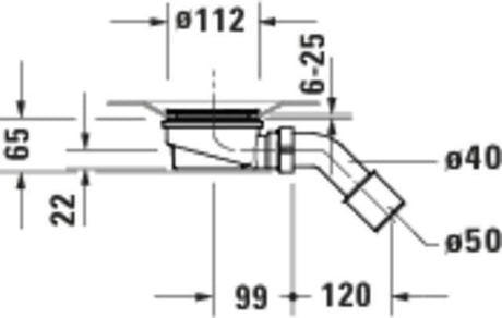 DURAVIT Sustano Duschwannenablauf 90 mm, Abgang waagrecht, DN 50, 50 mm Sperrwasserhöhe