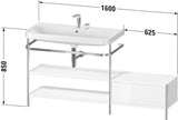 Duravit Waschtischset Happy D.2 Plus 1600x490mm ein Hahnloch taupe supermatt