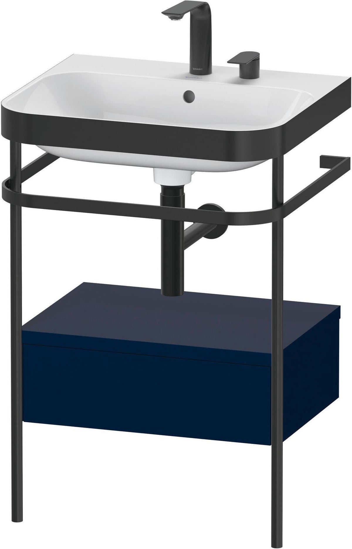 DURAVIT Happy D.2 c-bonded Waschtischset mit Metallkonsole, 575 mm, Weiß