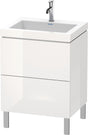 Duravit L-Cube c-bonded Waschtischset 698x600x480 mm mit 2 Auszügen, Weiß Hochglanz