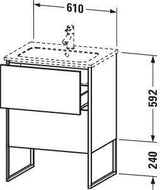 Duravit XSQUARE Waschtischunterbau 610 mm mit Auszug und Fußgestell – s-matt ES Ahorn