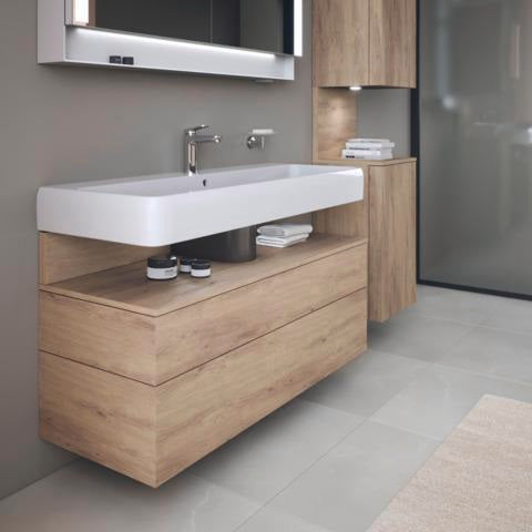 DURAVIT Qatego Hochschrank 400 mm, 2 Türen, weiß Hochglanz, Eiche Schw. Matt