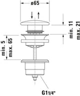 DURAVIT Push-open Ventil Universal mit keramischer Ventilabdeckhaube, Weiß – Sanitärkeramik