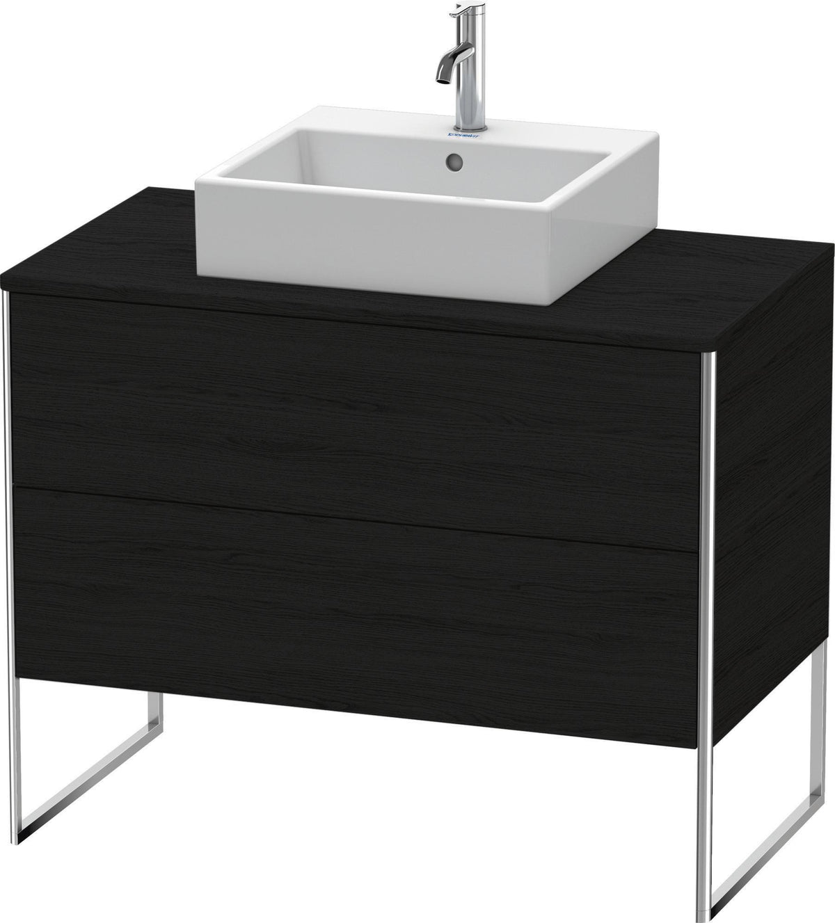 DURAVIT XSquare Waschtischunterbau bodenstehend Eiche Schwarz 1000 mm mit 2 Schubkästen