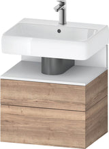 DURAVIT Qatego Waschtischunterbau 590 mm wandhängend, 1 Auszug, weiß Hochglanz, Nische Eiche Schwarz
