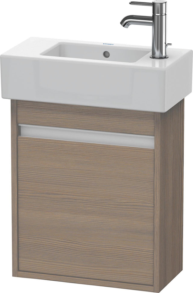 Duravit Ketho Waschtischunterbau wandhängend Eiche Terra 450 mm, 1 Tür links, für Vero 070350