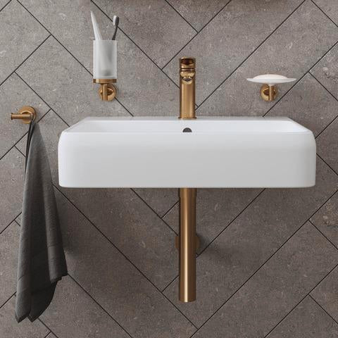 DURAVIT Starck T Zahnputzbecher, Chrom, Akzentfarbe Weiß Matt, 65x98x173 mm, Glas, Messing