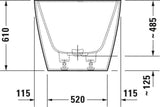 Duravit DuraSquare Freistehbadewanne 1600x750 mm weiß matt Mineralguss mit 2 Rückenschrägen