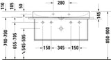 Duravit DuraSquare Metallkonsole mit Handtuchhalter links/rechts, Chrom, 1063 mm, für Waschtisch 235310