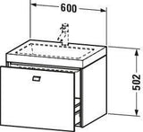 DURAVIT Brioso c-bonded Waschtischset 600 mm, wandhängend, Betongrau Matt, 1 Auszug