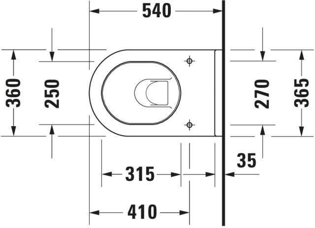 DURAVIT Wand-WC Starck 3 540 mm Tiefspüler mit Durafix, weiß