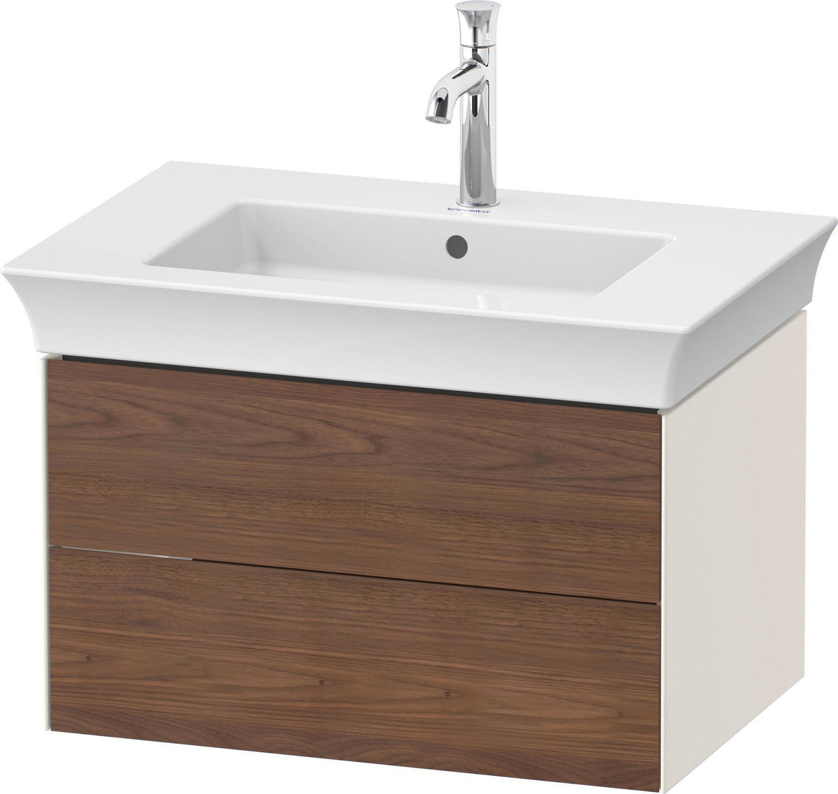 DURAVIT White Tulip Waschtischunterbau 684 mm, 2 Schubkästen, Nussbaum/Taupe HGL