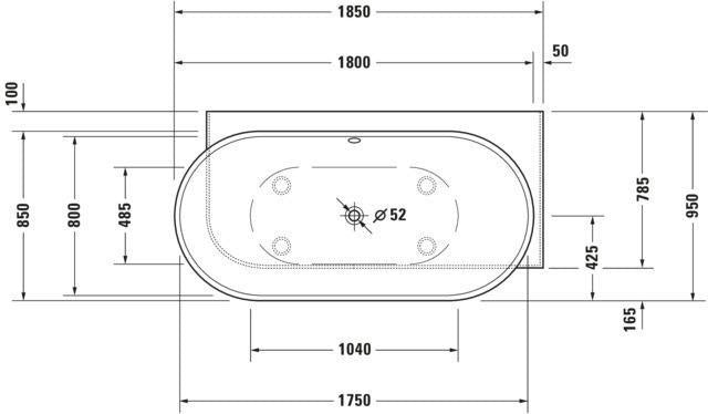 DURAVIT Luv Whirlwanne 1850x950mm Eckwanne rechts mit Air-System, 2 Rückenschrägen, weiß matt