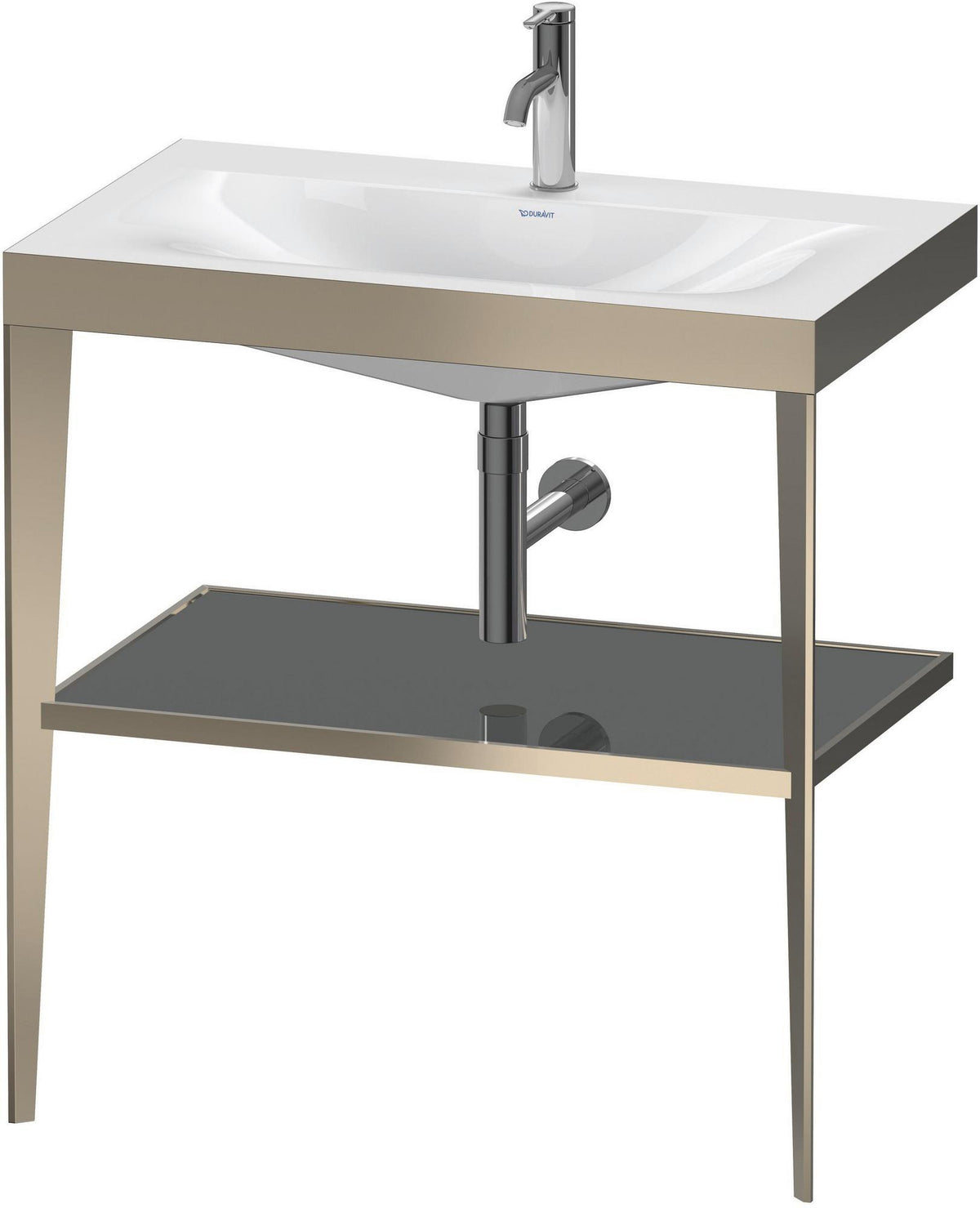 Duravit XViu Waschtischunterbau 800 mm mit Möbelwaschtisch, Metallkonsole, champagner matt/schwarz hochglanz