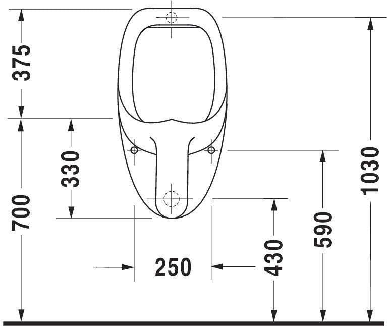 Duravit Urinal BEN 370x350mm mit Fliege, Zulauf hinten, weiß