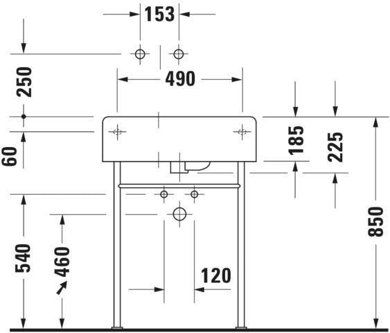 Duravit Design Classics Waschtisch 615 mm, Becken links, mit Überlauf und Hahnlochbank