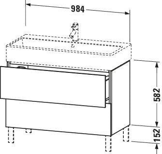 Duravit L-Cube Waschtischunterbau 984 mm Amerikanisch Nussbaum mit Tip-On-Technik