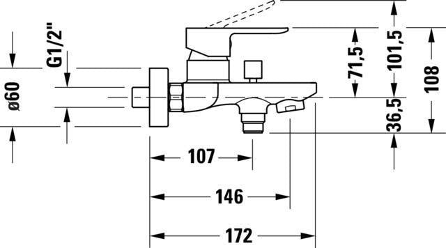 Duravit D-Code 2.0 Einhebel-Wannenmischer Aufputz Keramikmischsystem Schwarz Matt