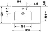 DURAVIT ME by Starck Möbelwaschtisch 830 mm, Weiß, Becken links, mit Überlauf