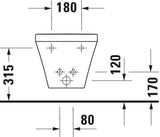 Duravit Wand-Bidet DuraStyle 540 mm mit Überlauf und Hahnlochbank, weiß