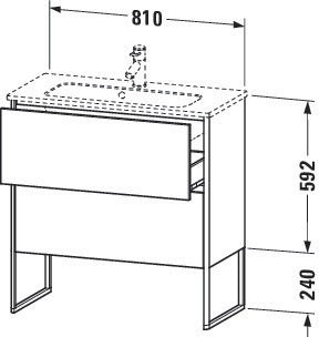 Duravit Waschtischunterbau XSQUARE 810x831x388 mm mit 2 Auszügen, s-matt, Eiche Ahorn