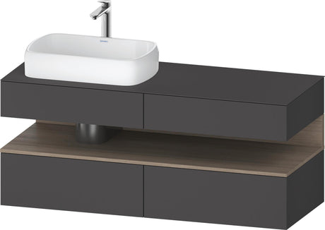 Duravit Qatego Konsolenwaschtischunterbau 1400 mm Weiß Matt mit Eiche Terra Nische und Tip-On Technik